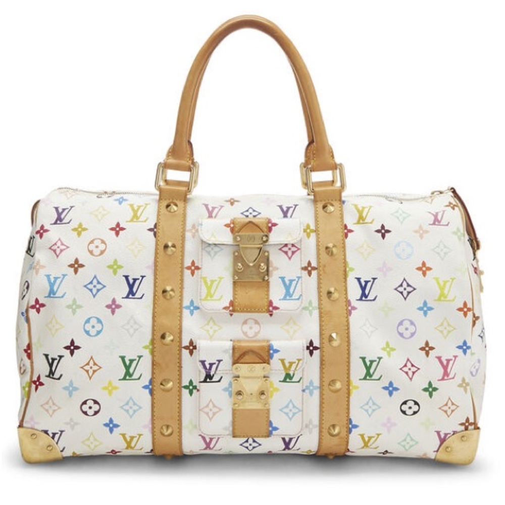 LOUIS VUITTON 2000’s X TAKASHI MURAKAMi WHITE MONOGRAM MULTICOLORE KEEPALL 45